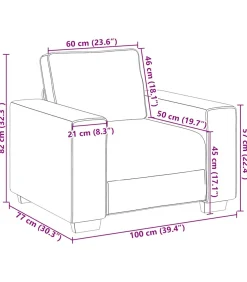 Fauteuil 60 cm corduroy stof donkergrijs