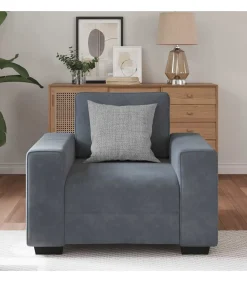 Fauteuil 60 cm fluweel donkergrijs