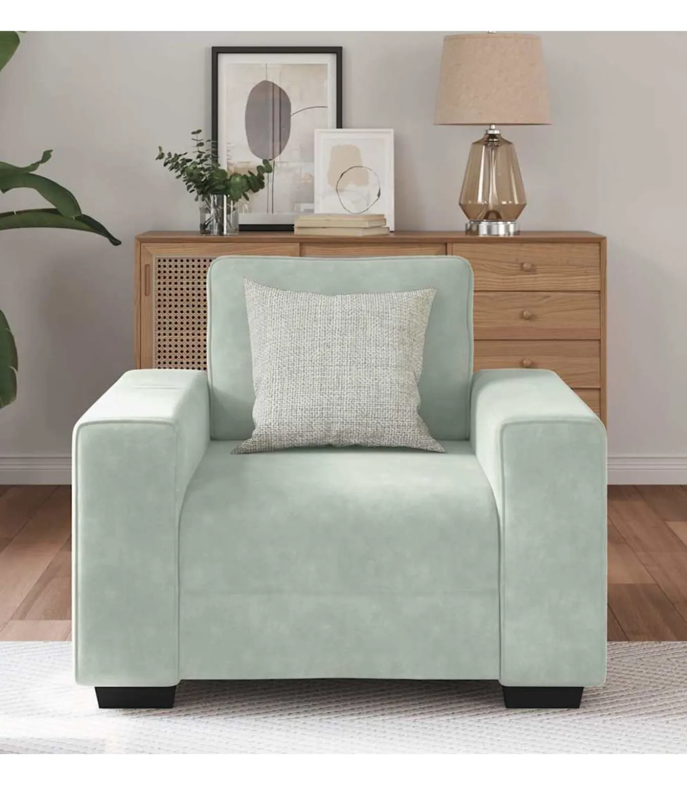 Fauteuil 60 cm fluweel lichtgrijs