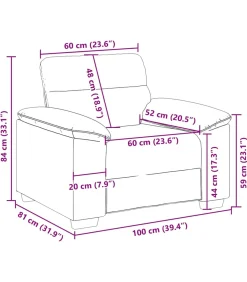 Fauteuil 60 cm stof donkergrijs