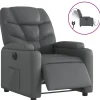 Fauteuil verstelbaar elektrisch kunstleer grijs