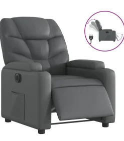 Fauteuil verstelbaar elektrisch kunstleer grijs