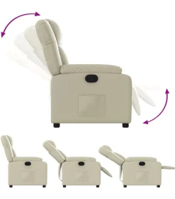 Fauteuil verstelbaar kunstleer crèmekleurig