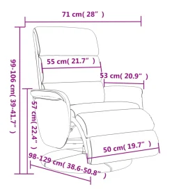 Fauteuil verstelbaar met voetensteun kunstleer cappuccinokleur