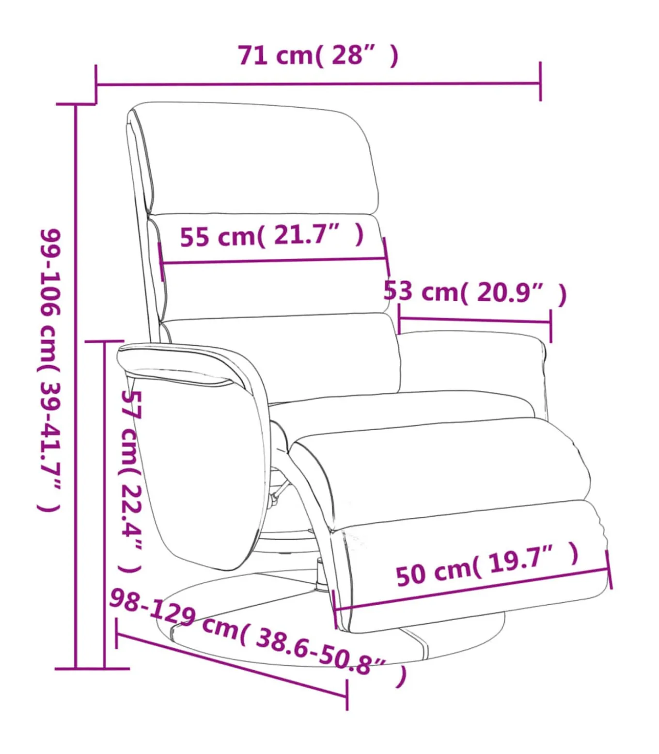 Fauteuil verstelbaar met voetensteun kunstleer cappuccinokleur