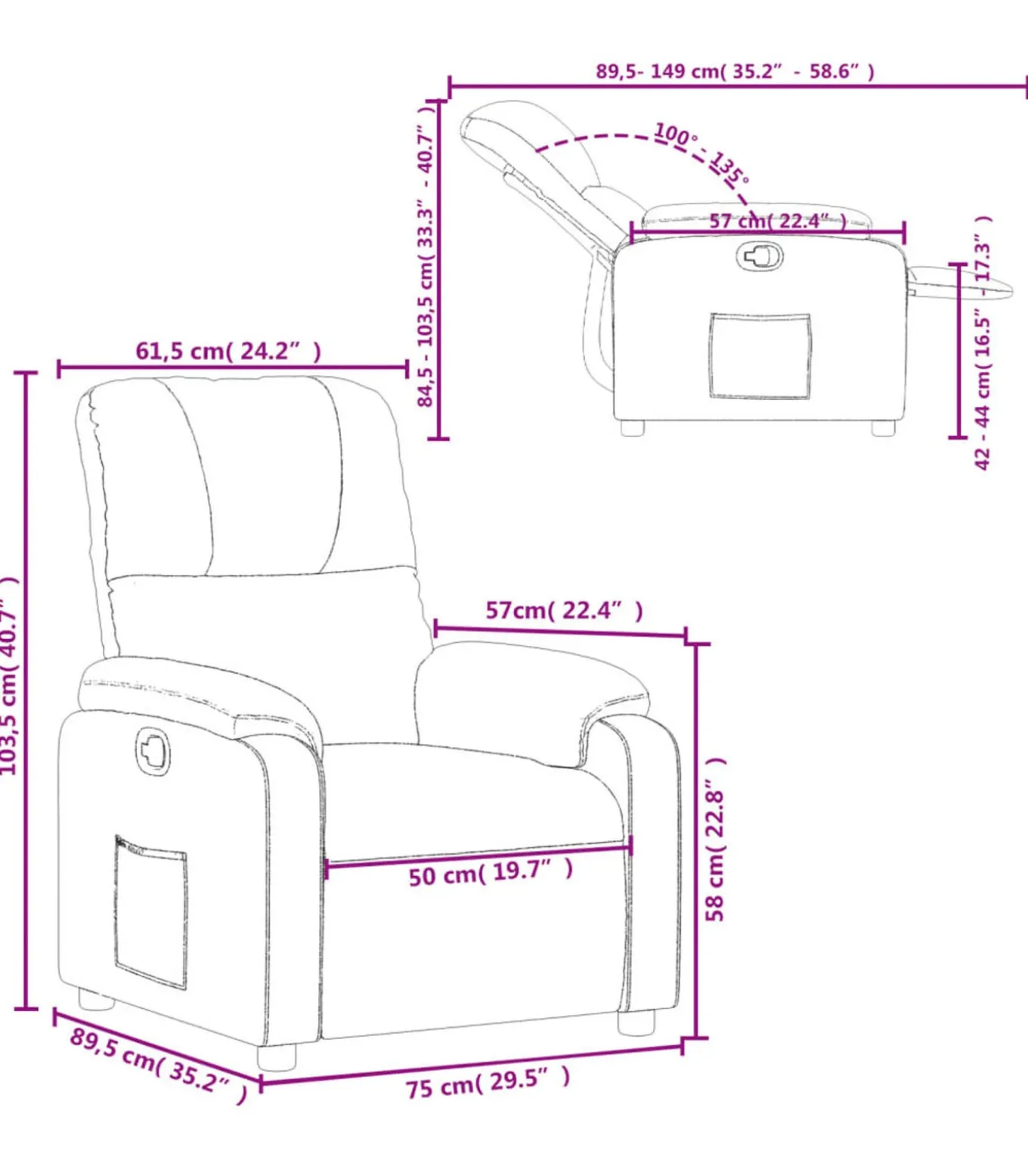Fauteuil verstelbaar microvezelstof taupe
