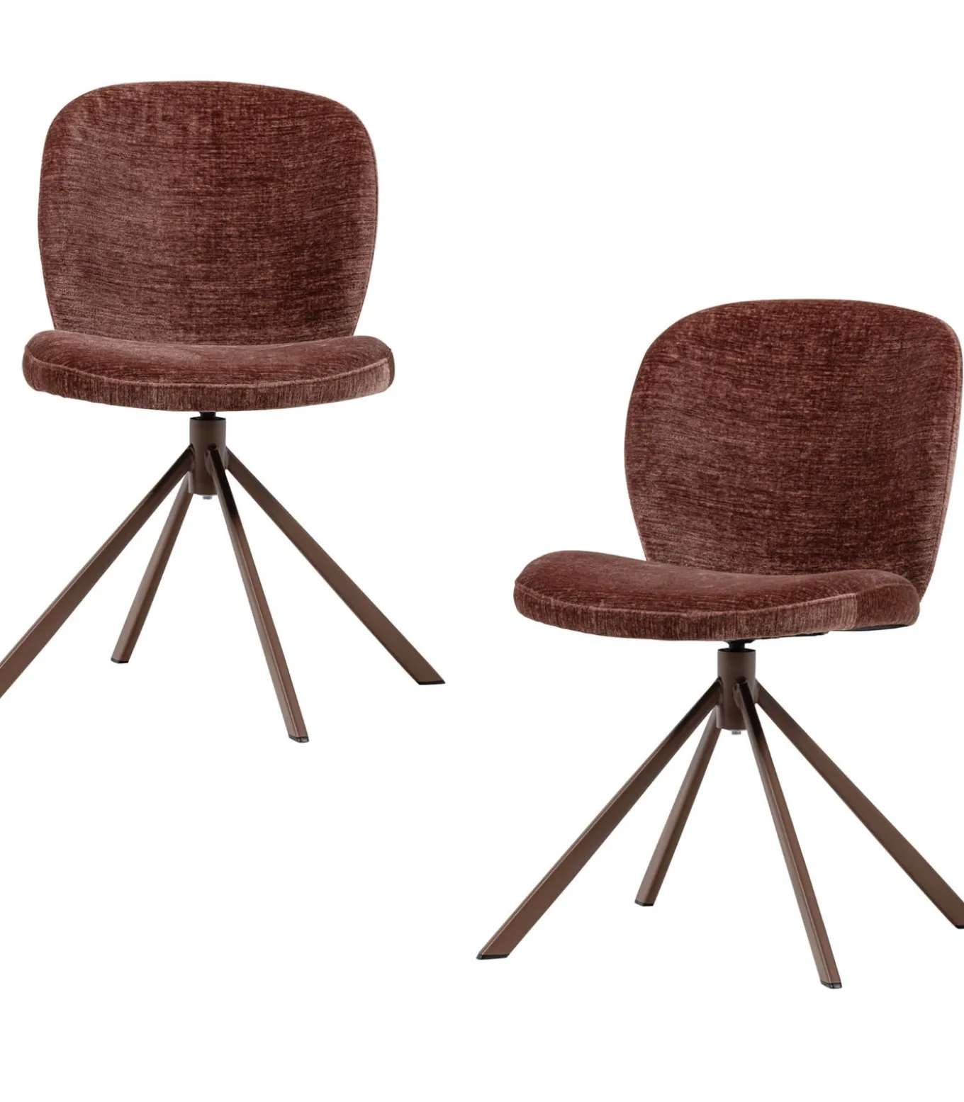Femke Eetkamerstoelen - Chenille - Bruin- Set van 2