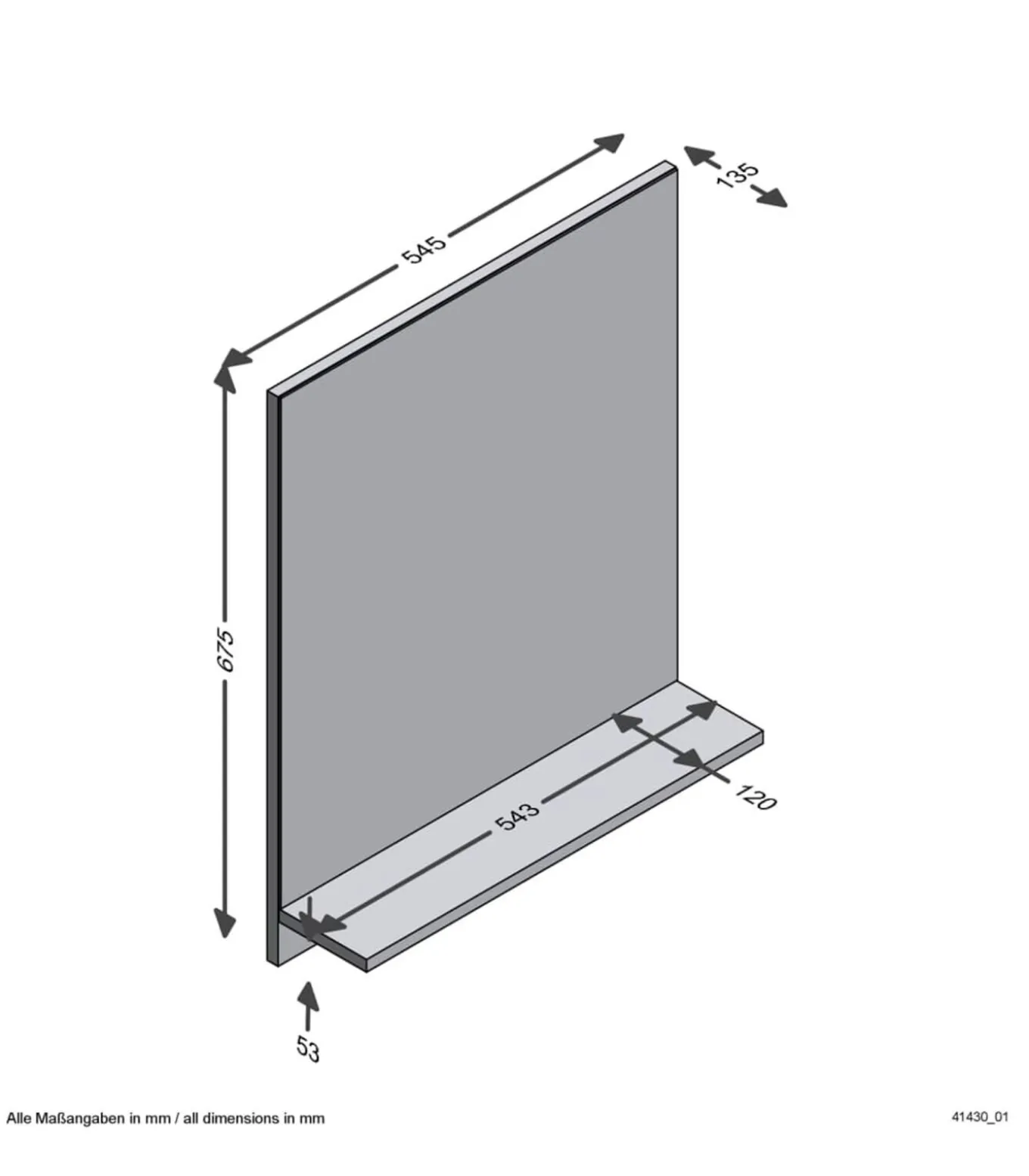 FMD Wandspiegel met schap 54,5x13,5x67,5 cm artisan eiken