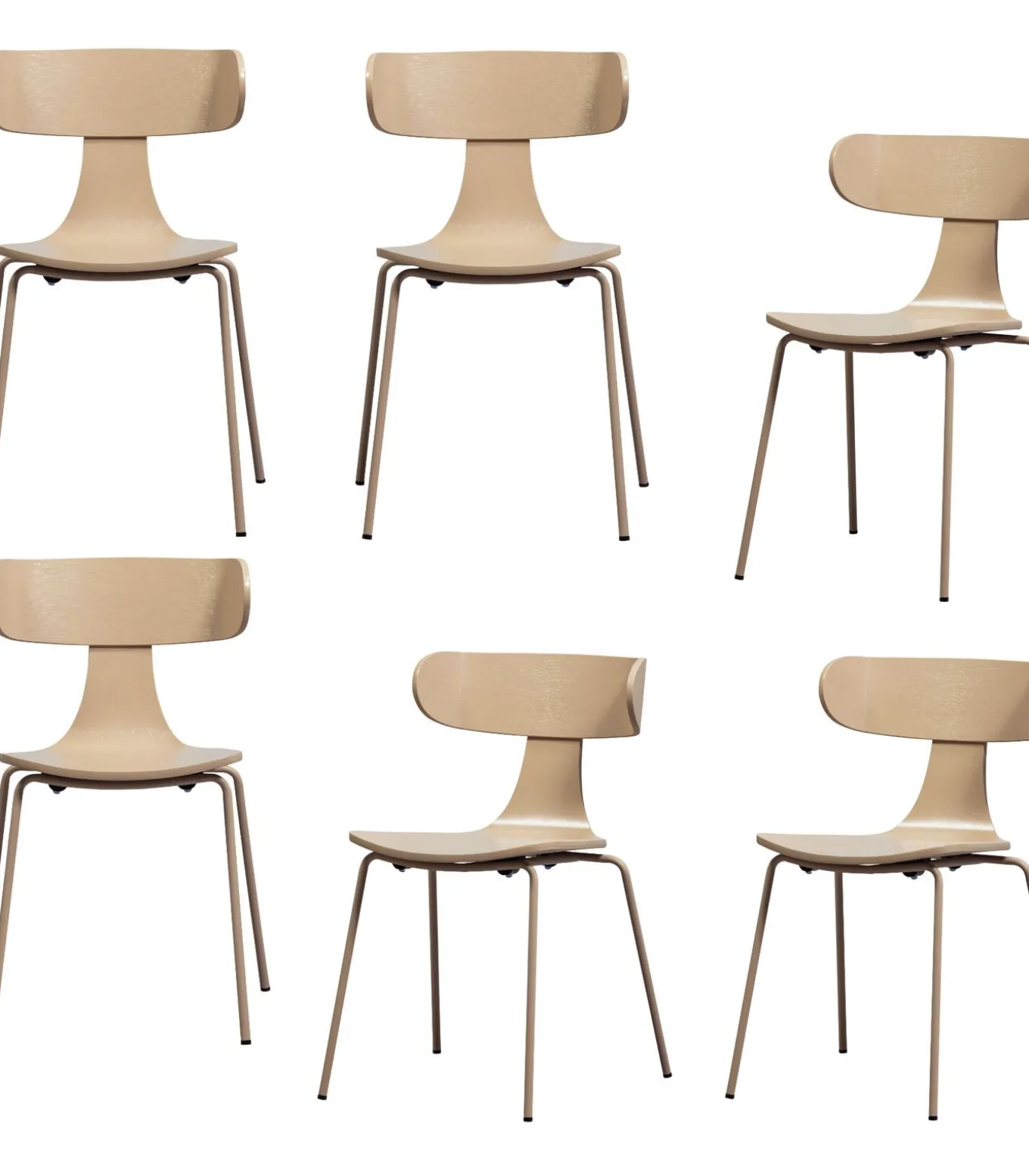 Form Eetkamerstoelen - Hout/Metaal - Zand - Set van 6