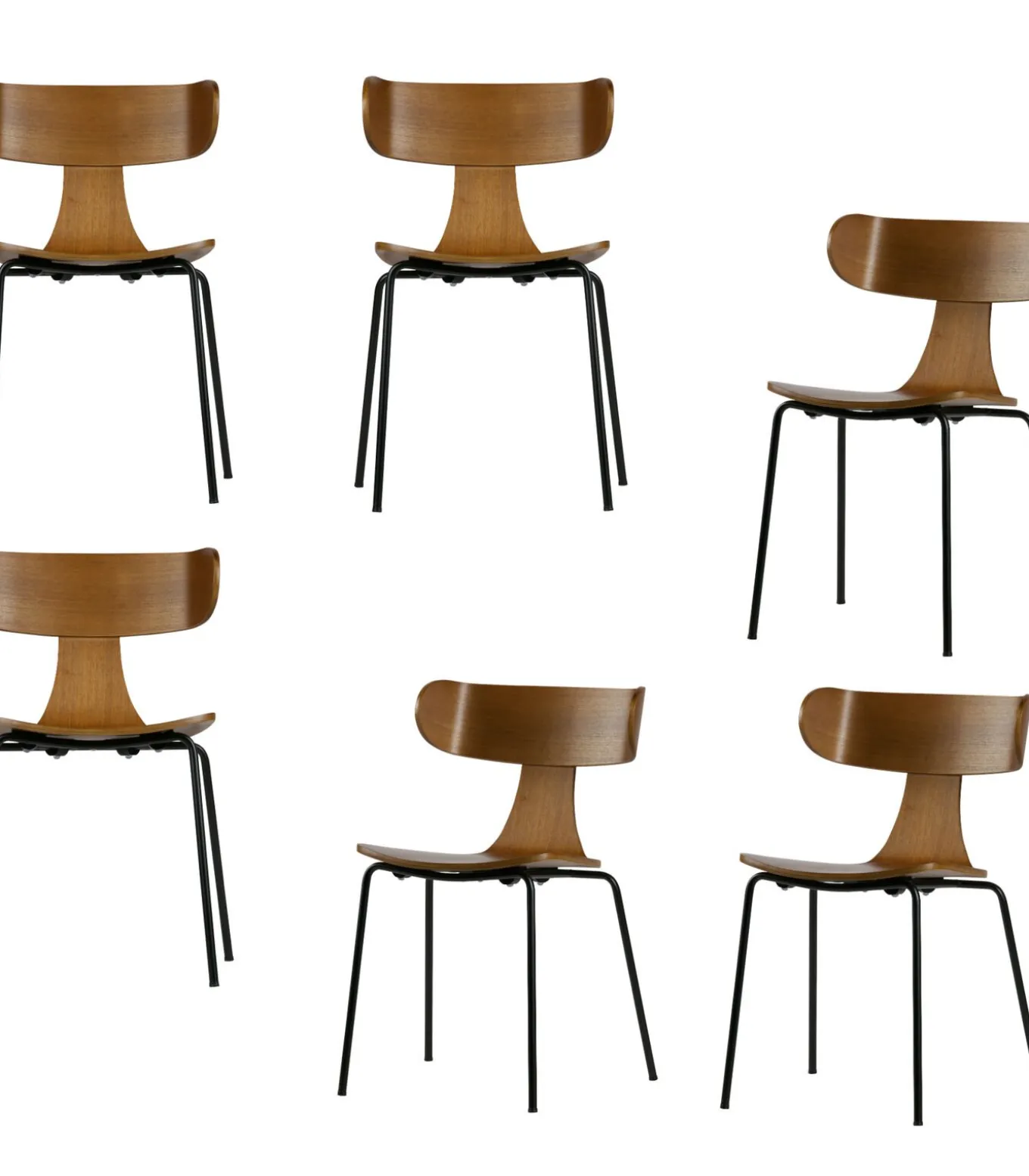 Form Eetkamerstoelen - Hout - Bruin - Set van 6
