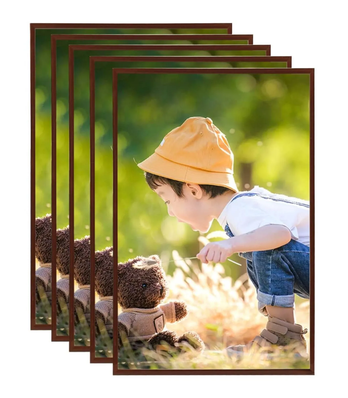 Fotolijsten 5 st voor wand of tafel 59,4x84 cm MDF bronskleurig