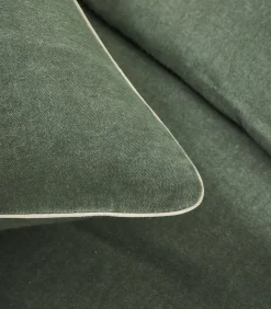 Frisson - Effen kussensloop in flanellen chambray katoen