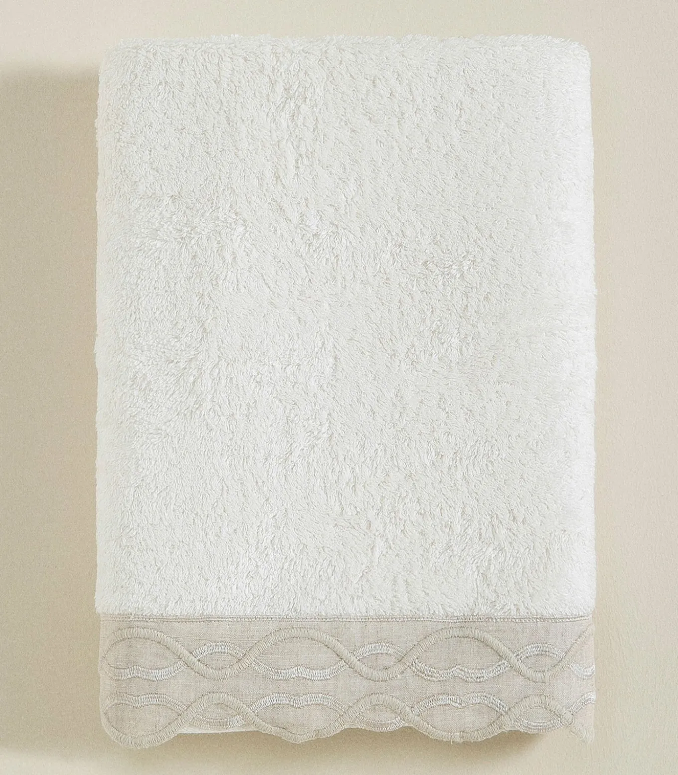 Gezichtshanddoek Border 50x90 cm Ecru