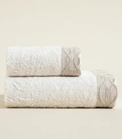 Gezichtshanddoek Border 50x90 cm Ecru