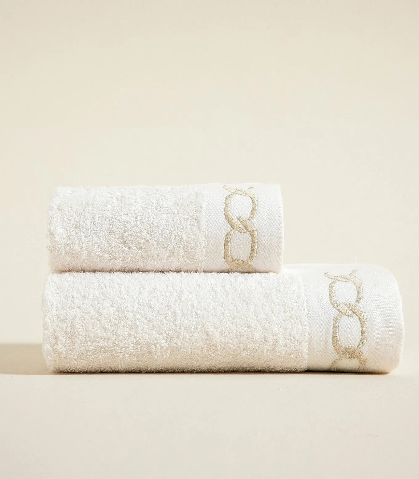 Gezichtshanddoek Corrente 50x90 cm Ecru-Goud