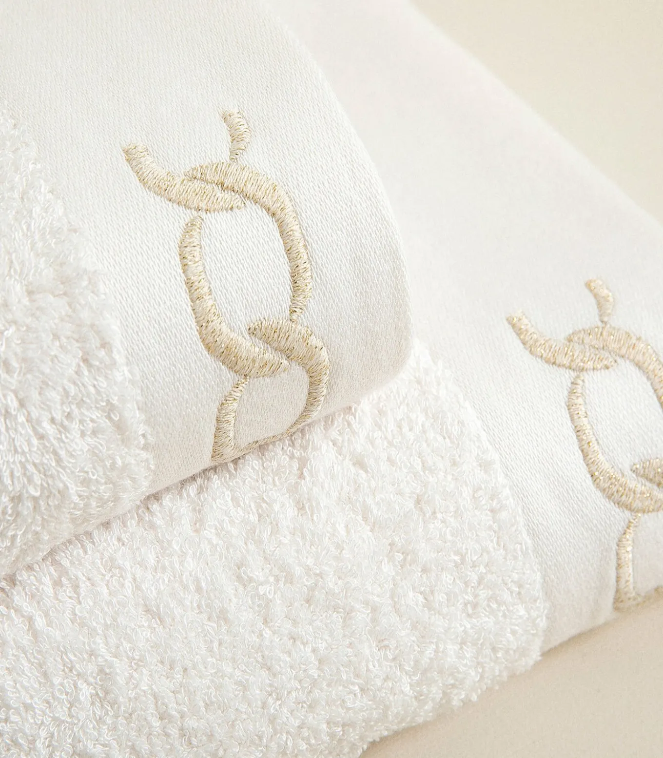 Gezichtshanddoek Corrente 50x90 cm Ecru-Goud