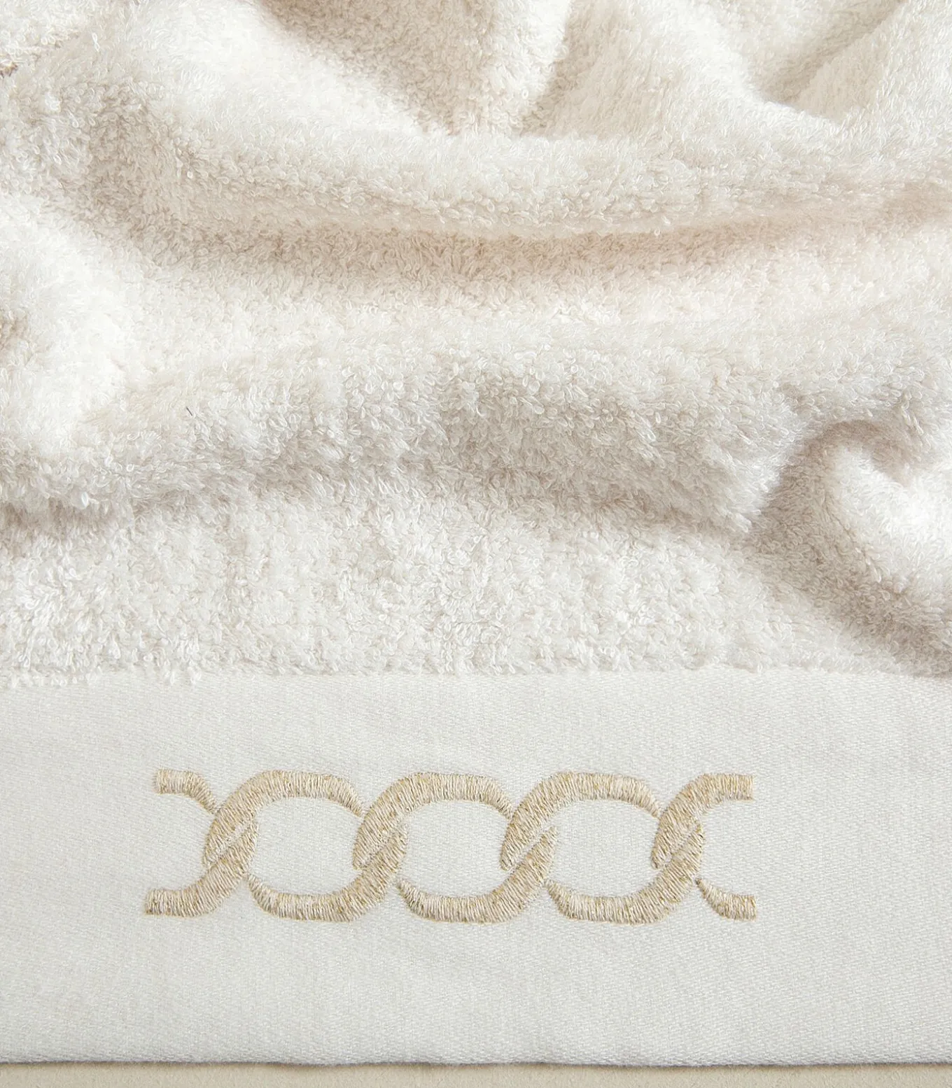 Gezichtshanddoek Corrente 50x90 cm Ecru-Goud