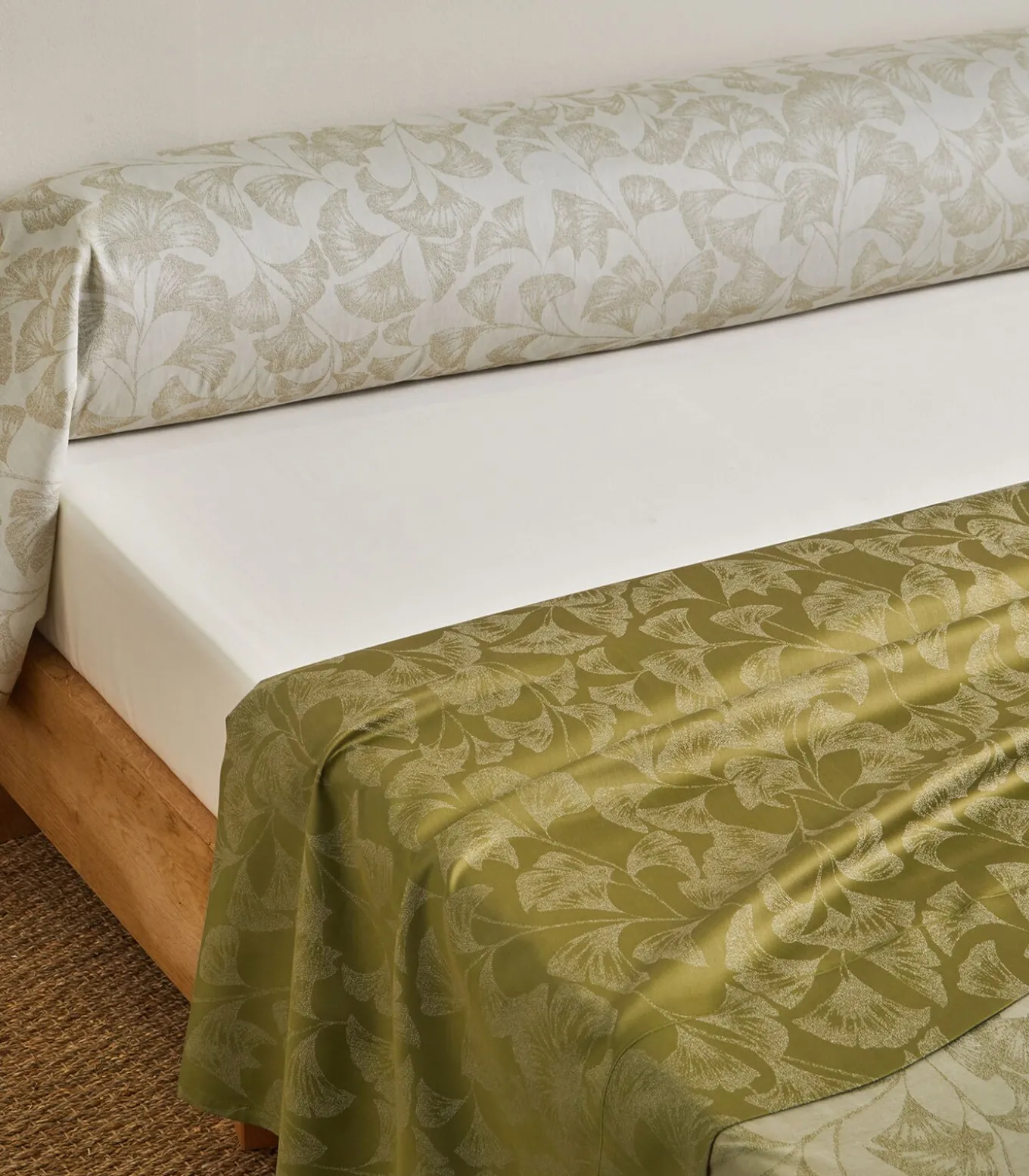 GINGKO Olive - Laken Satijn katoen