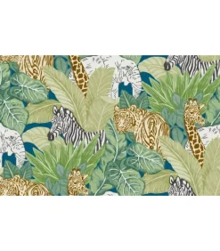 Good Vibes Behang Jungle Animals groen en zwart