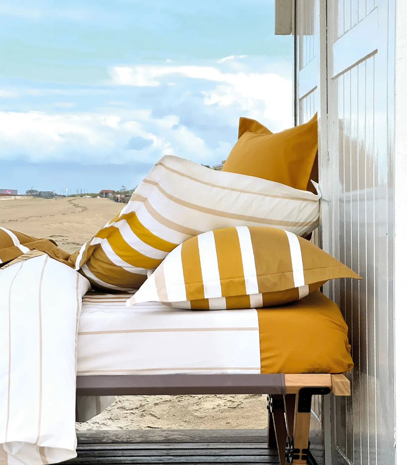 GRAND LARGE Ocre - Kussensloop Perkaal katoen