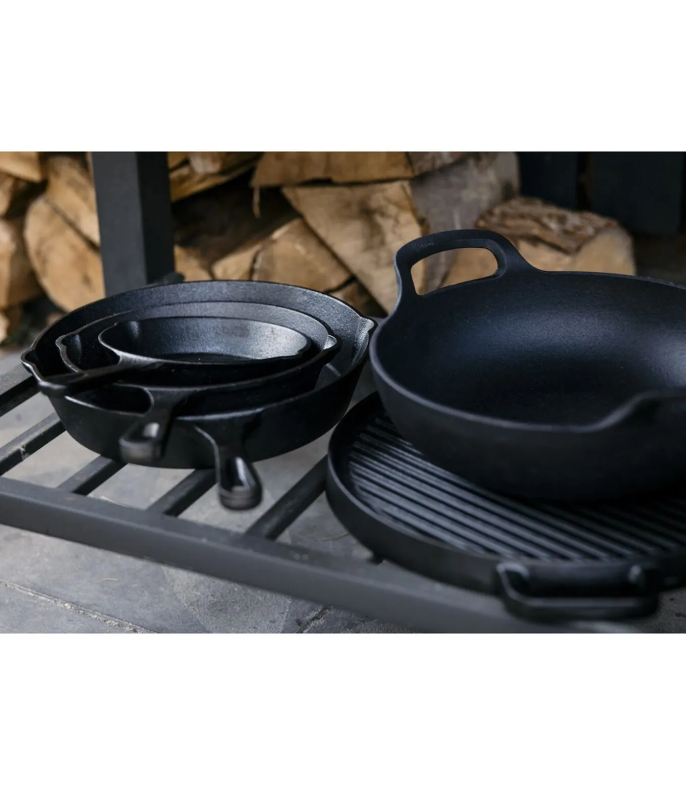 Grillplaat BBQ Gietijzer Zwart ø 30 cm - Zonder anti-aanbaklaag 2-Zijdig