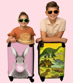Handbagage Koffer met 4 wielen en TSA slot (Dino - Illustratie - Geel - Jongens)