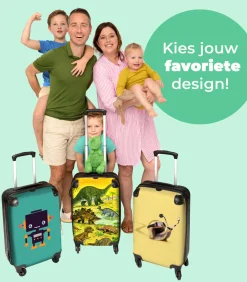 Handbagage Koffer met 4 wielen en TSA slot (Dino - Illustratie - Geel - Jongens)