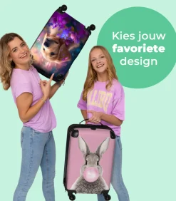 Handbagage Koffer met 4 wielen en TSA slot (Hond - Puppy - Zon - Bloemen)
