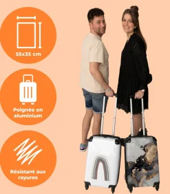 Handbagage Koffer met 4 wielen en TSA slot (Boog - Abstract - Kleuren - Roze - Beige - Zwart)