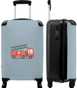 Handbagage Koffer met 4 wielen en TSA slot (Brandweer - Auto - Voertuig - Jongens - Kinderen)