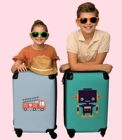 Handbagage Koffer met 4 wielen en TSA slot (Brandweer - Auto - Voertuig - Jongens - Kinderen)