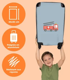 Handbagage Koffer met 4 wielen en TSA slot (Brandweer - Auto - Voertuig - Jongens - Kinderen)
