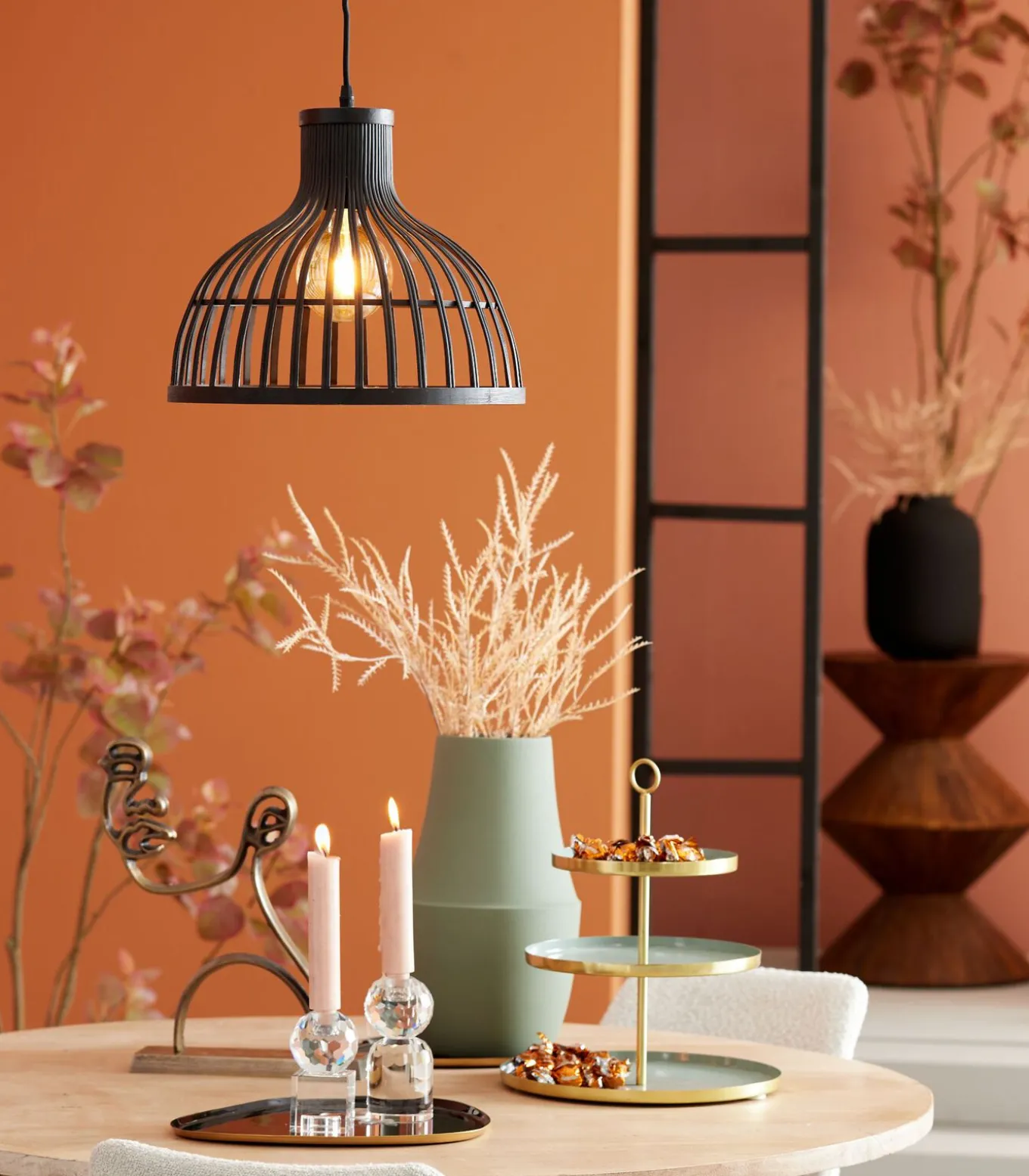 Hanglamp Aliza - Bamboe/Zwart - Ø35cm