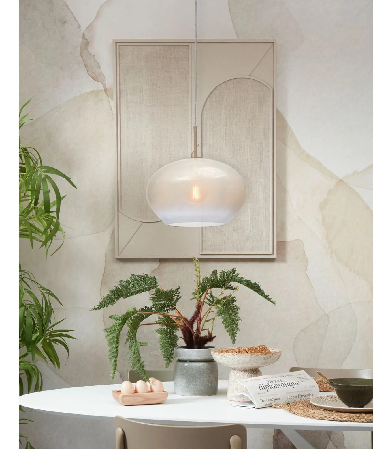 Hanglamp Bologna - Wit - 35x35x23cm