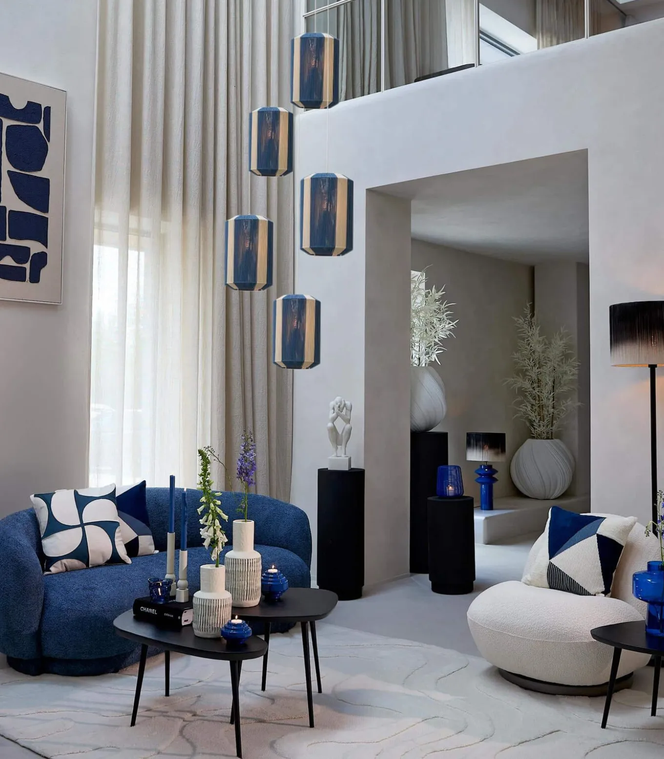 Hanglamp Kozana - Donkerblauw - Ø30cm