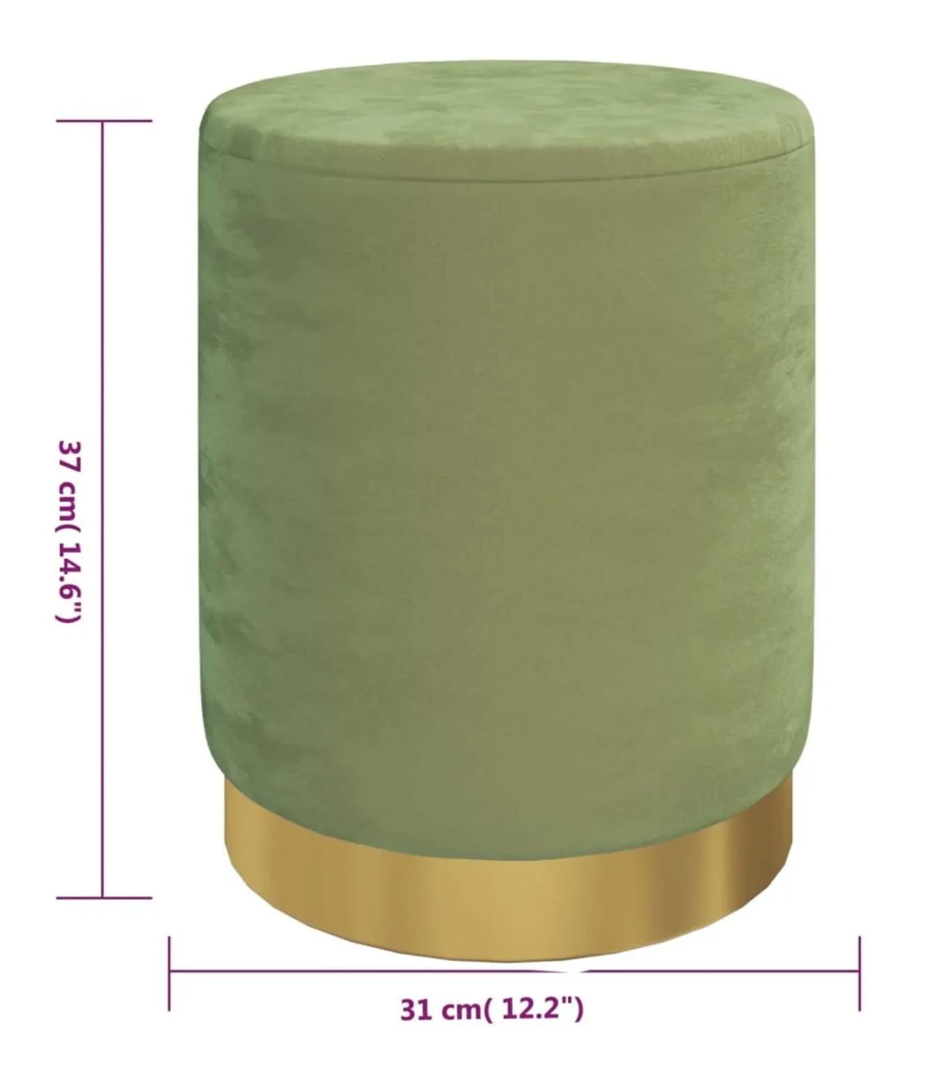 Hocker met opbergruimte rond fluweel 31 x 37 cm mosterdgroen