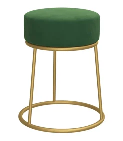 Hocker rond fluweel groen
