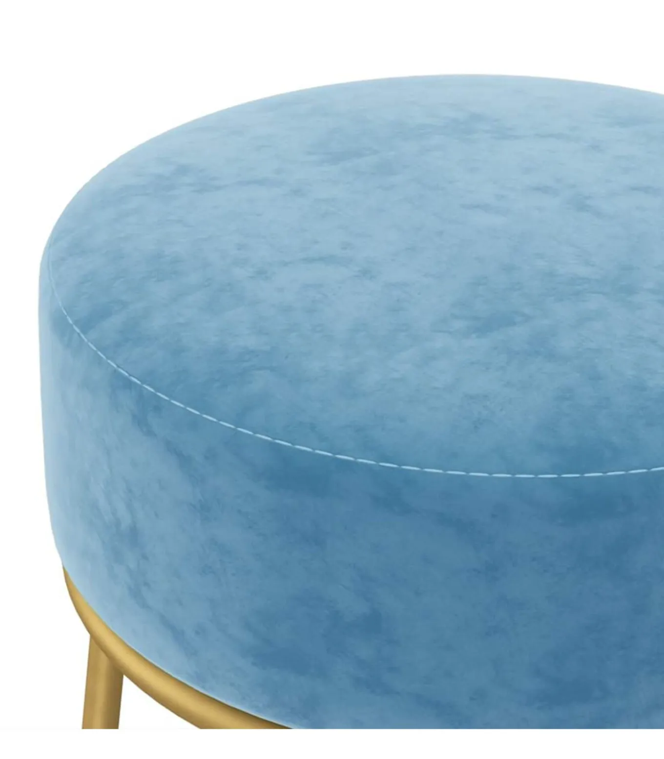 Hocker rond fluweel lichtblauw