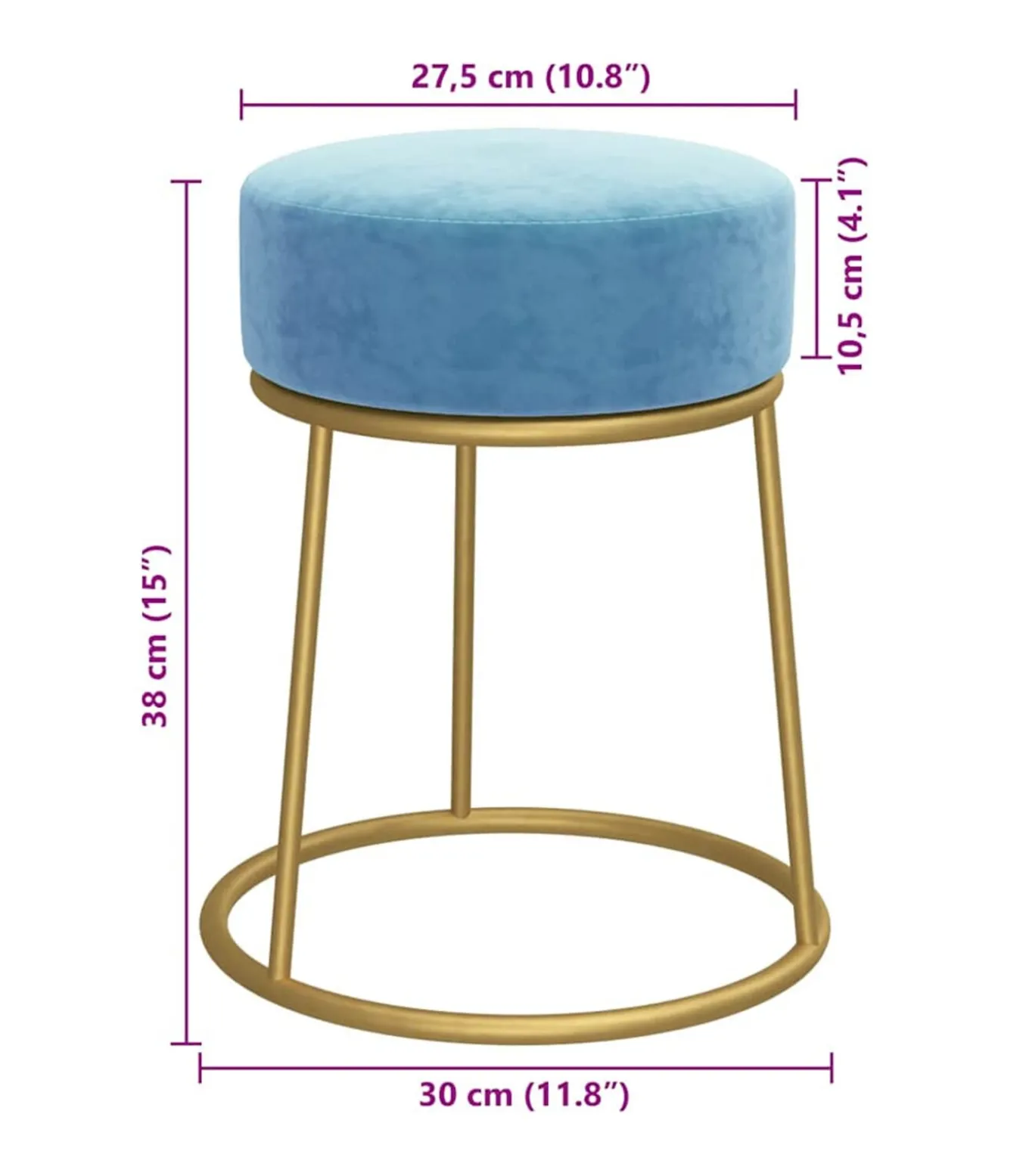 Hocker rond fluweel lichtblauw