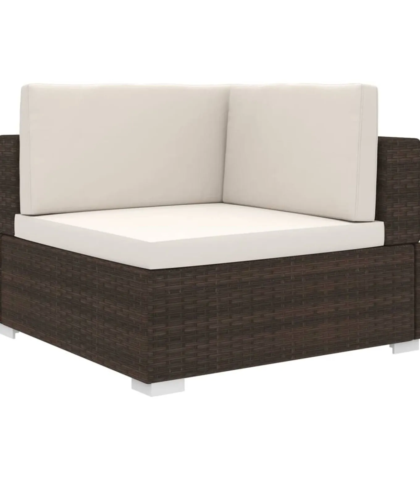 Hoekbank 1 st met kussens poly rattan bruin