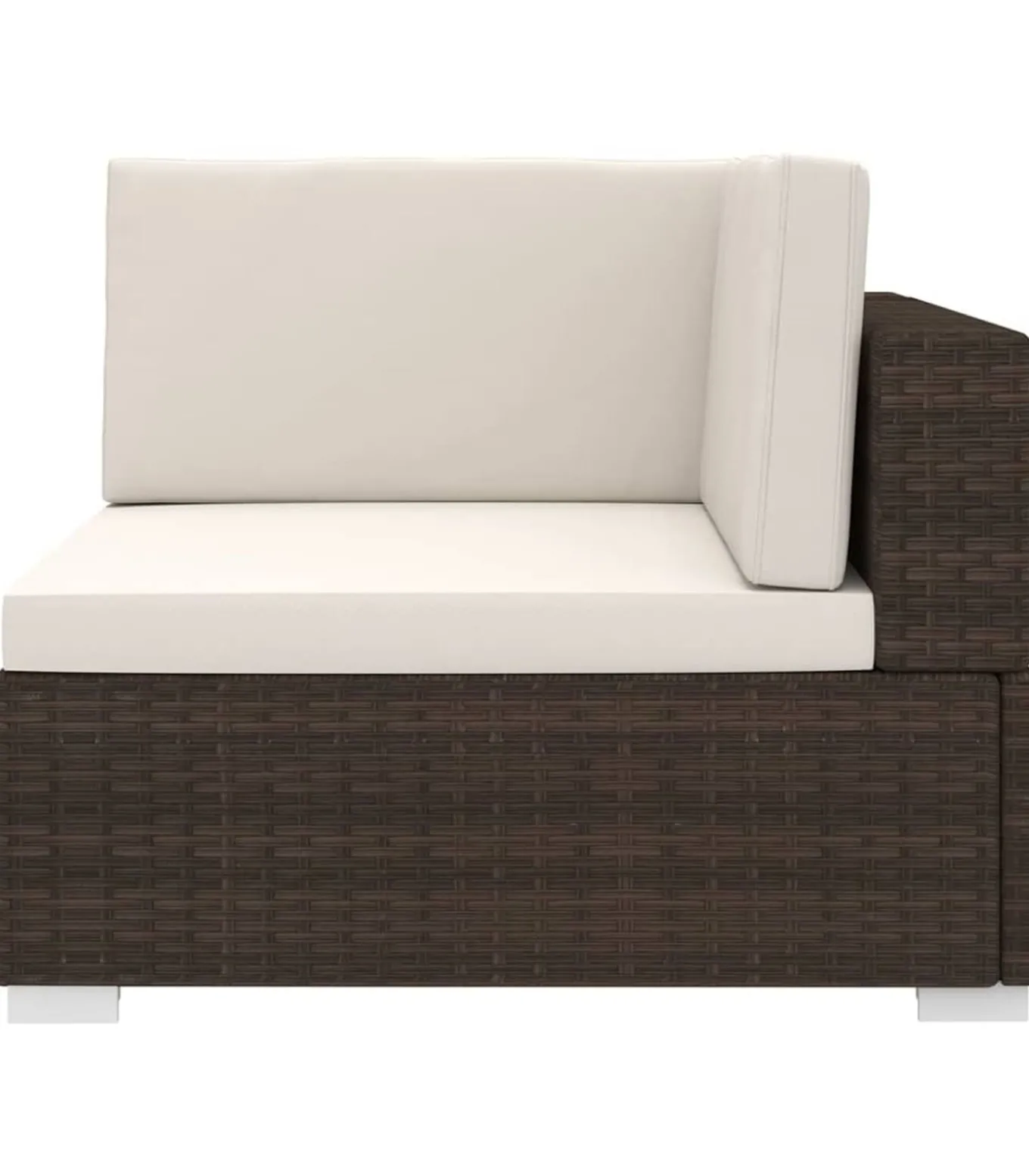 Hoekbank 1 st met kussens poly rattan bruin