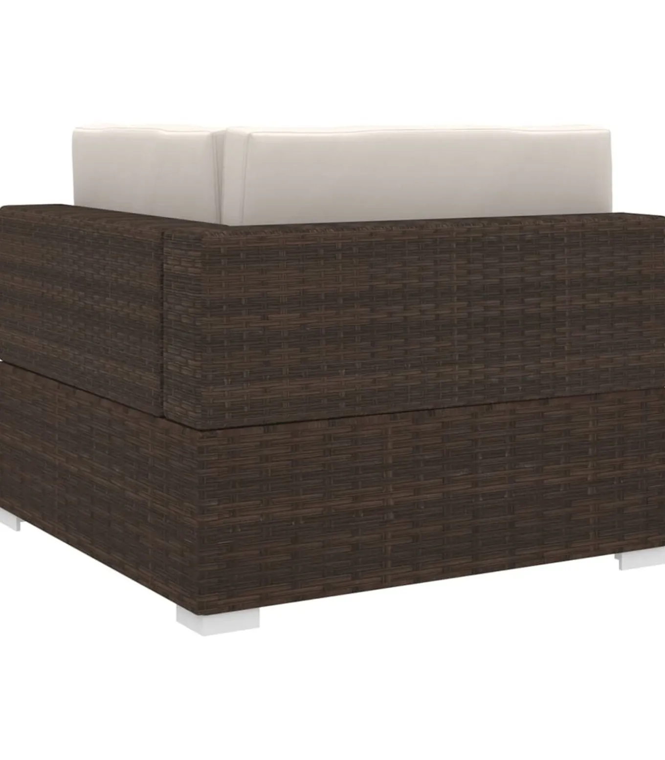 Hoekbank 1 st met kussens poly rattan bruin