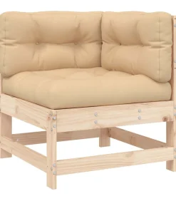 Hoekbank met kussens massief grenenhout