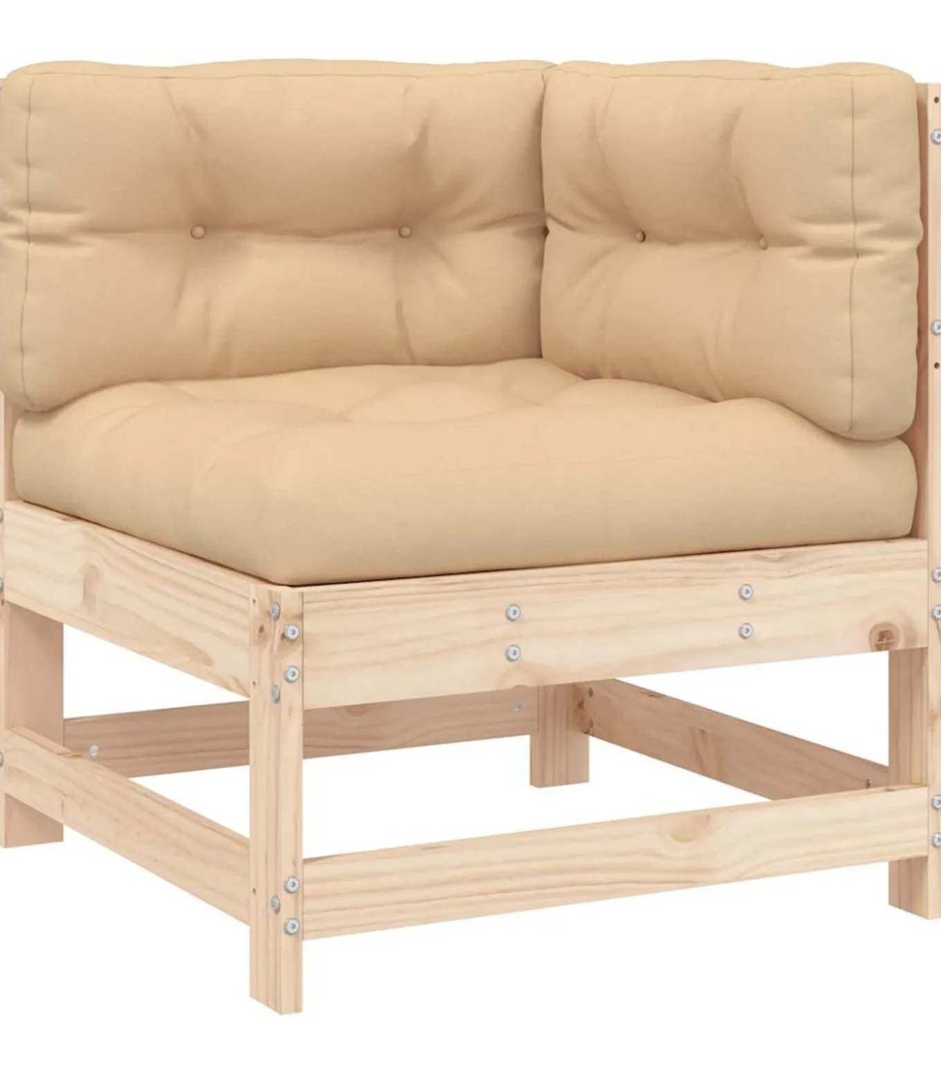 Hoekbank met kussens massief grenenhout