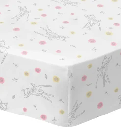 Hoeslaken bedrukt 100% katoen, DISNEY HOME BAMBI FLOWERS