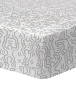 Hoeslaken, bedrukt 100% katoen, KEITH HARING RED LOVE