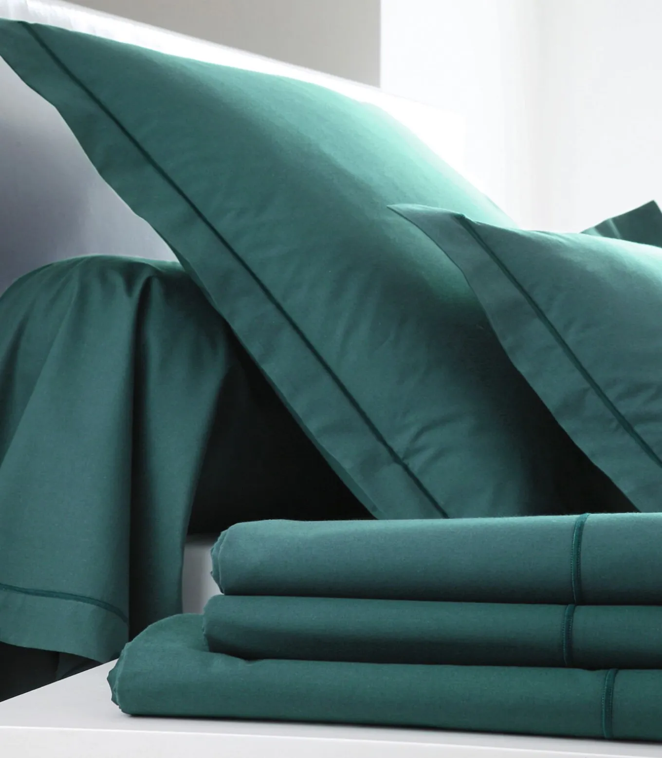 Hoeslaken bleu paon - Satijn katoen