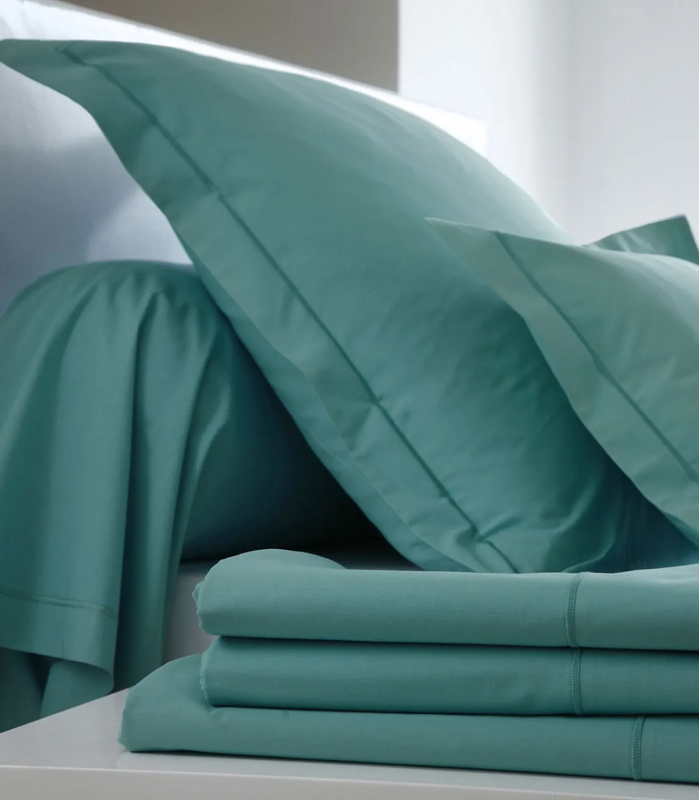 Hoeslaken celadon - Satijn katoen