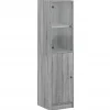 Hoge kast met glazen deur 35x37x142 cm grijs sonoma eikenkleur