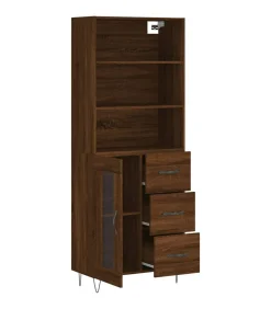 Hoge kast 69,5x34x180 cm bewerkt hout bruin eikenkleur